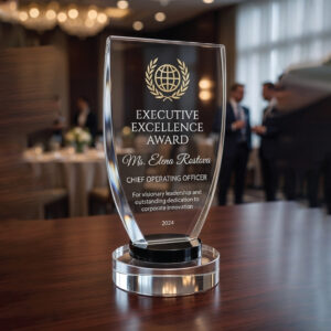 Tapered Ellipse Crystal Trophy - Executive Excellence Series