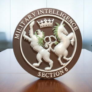Military Intelligence Section 6 (MI6) 3D Wooden Wall Plaque – Custom Intelligence Service Emblem